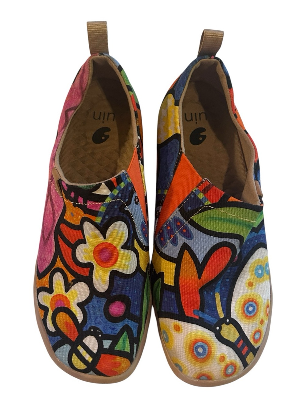 UIN Art Travel Shoes Women’s Size 9 Colorful Butterfly Floral Slip On